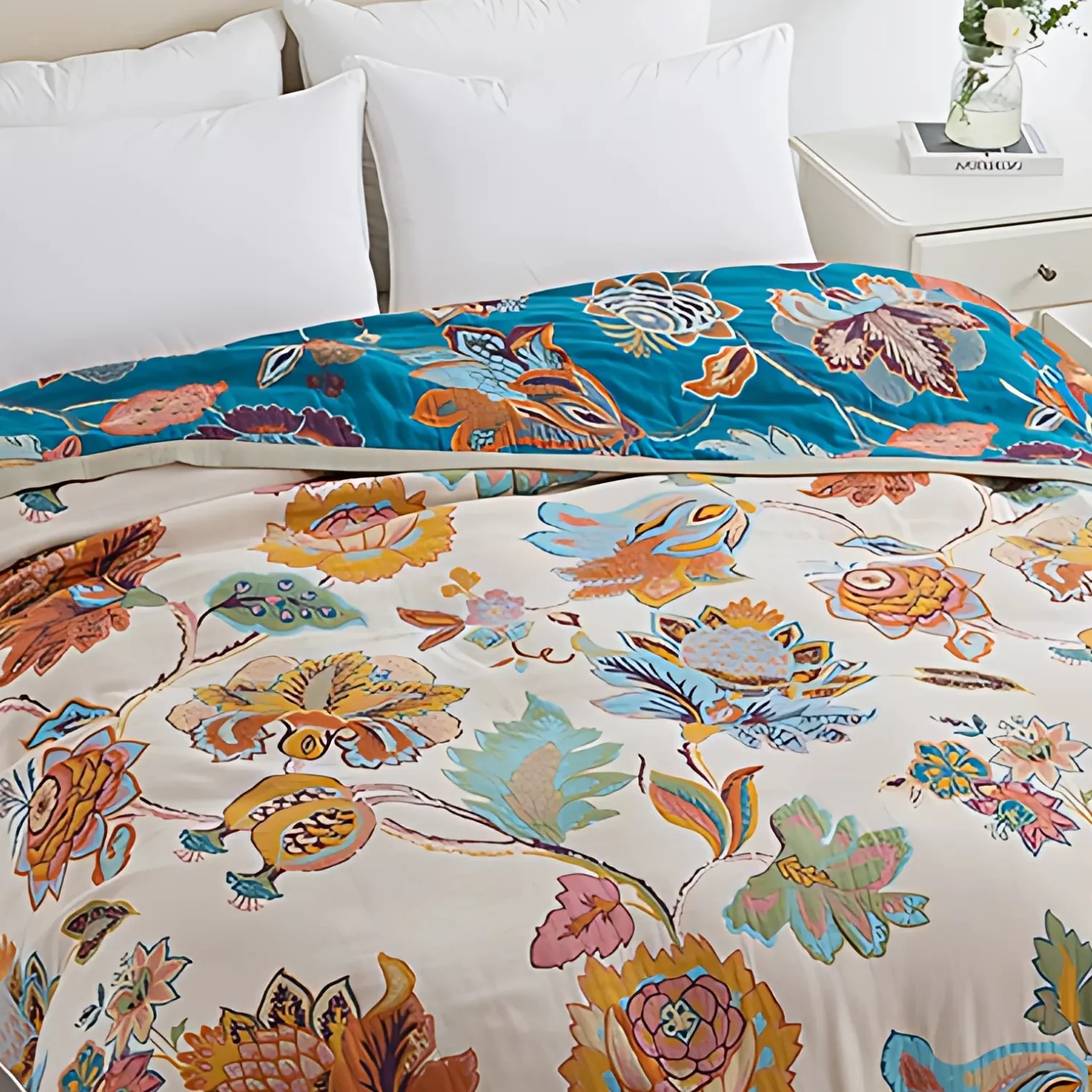Wildbloom Reversible Flora Cotton Blanket - Image 2