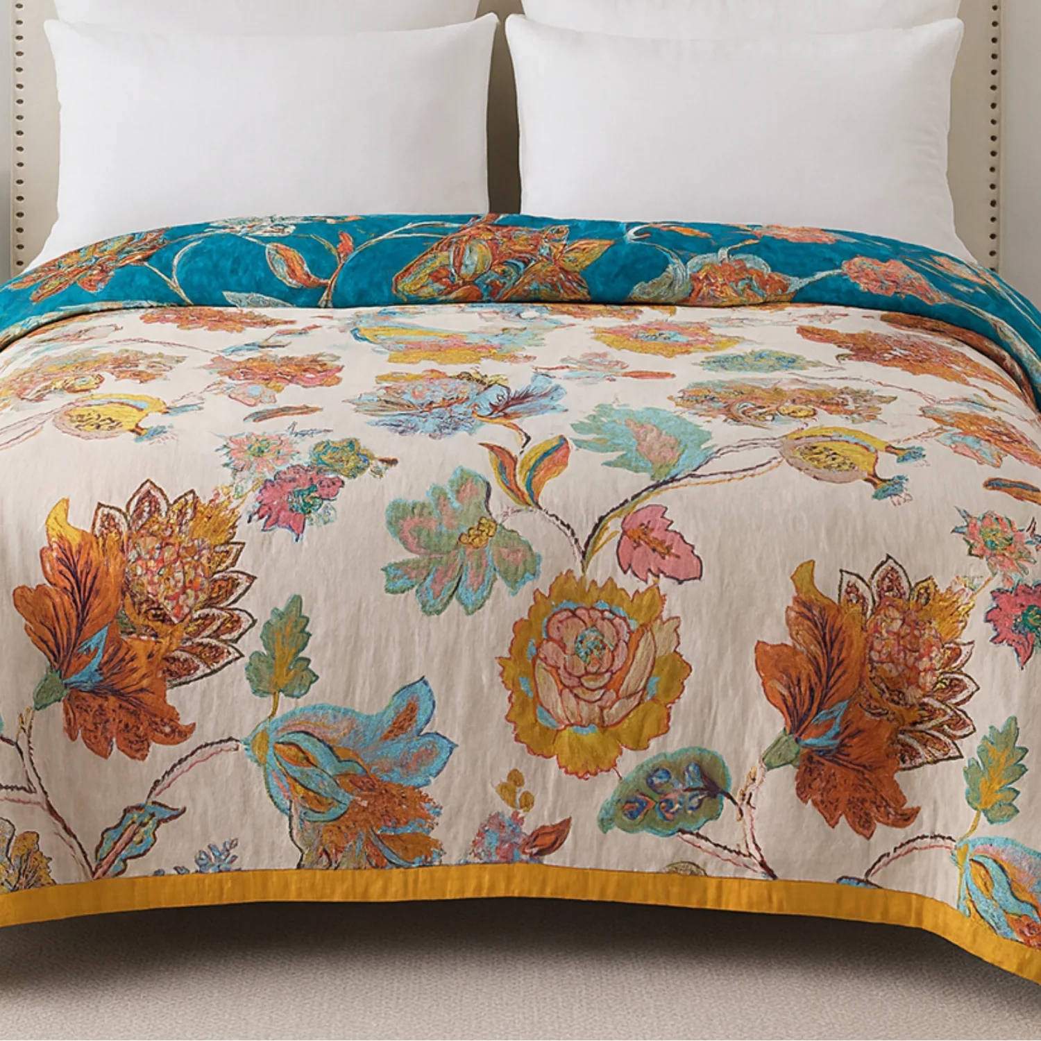 Wildbloom Reversible Flora Cotton Blanket - Image 4