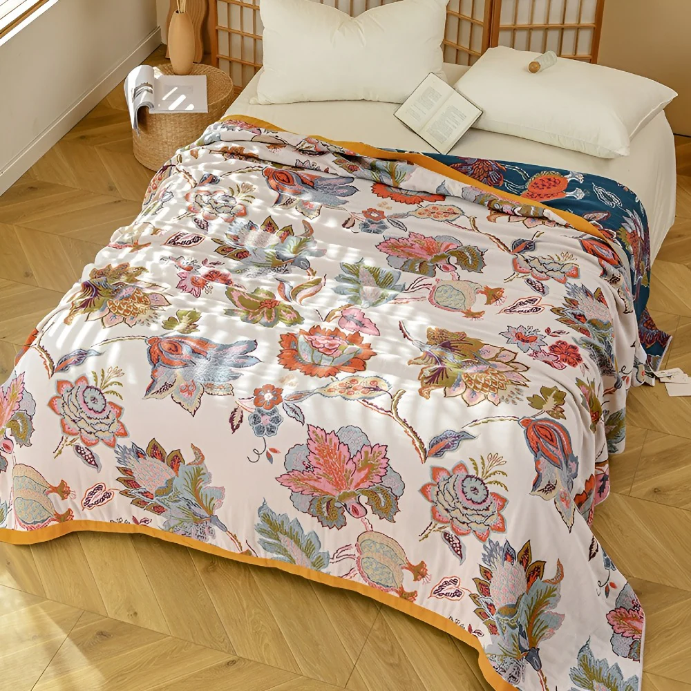 Wildbloom Reversible Flora Cotton Blanket - Image 5