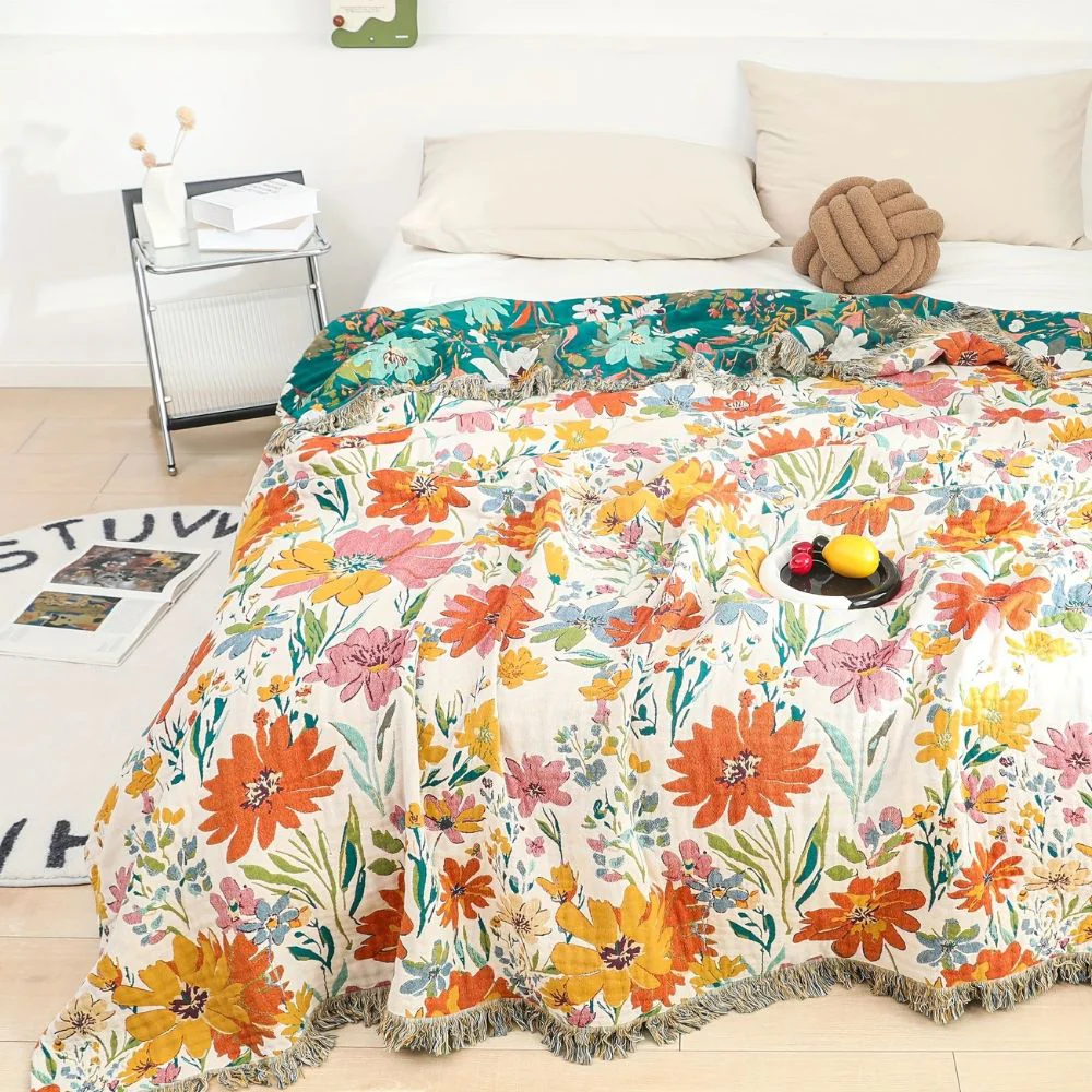 Wildflower Garden Cotton Blanket - Image 2