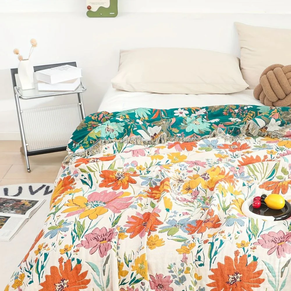 Wildflower Garden Cotton Blanket - Image 4