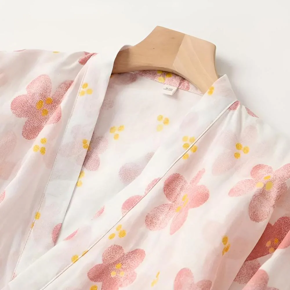 Women's Floral Pattern Cotton Bathrobe - Image 5