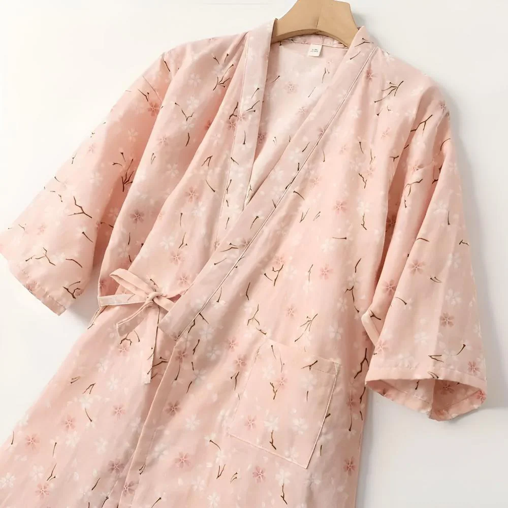 Women's Floral Pattern Cotton Bathrobe - Image 9