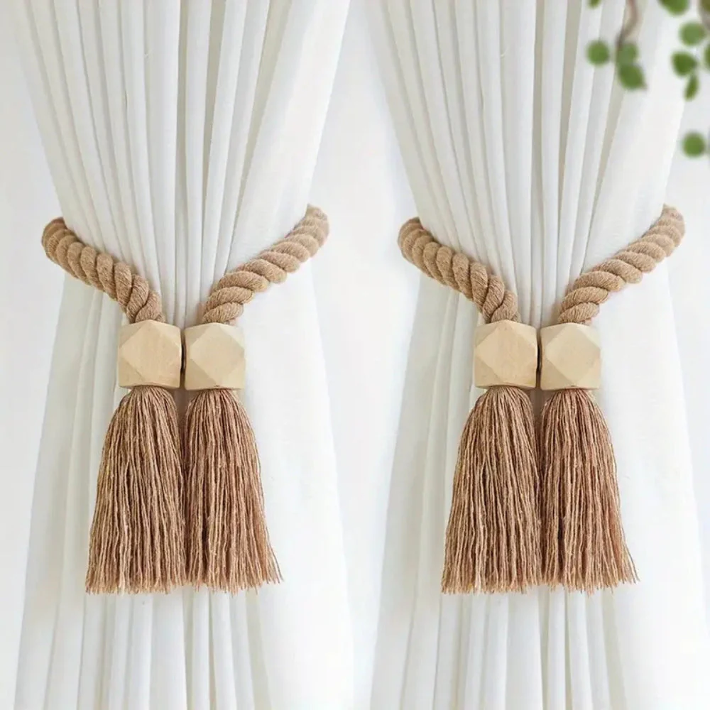 Wooden Bead Tassel Curtain Tie Back | 2Pcs Set - Image 2