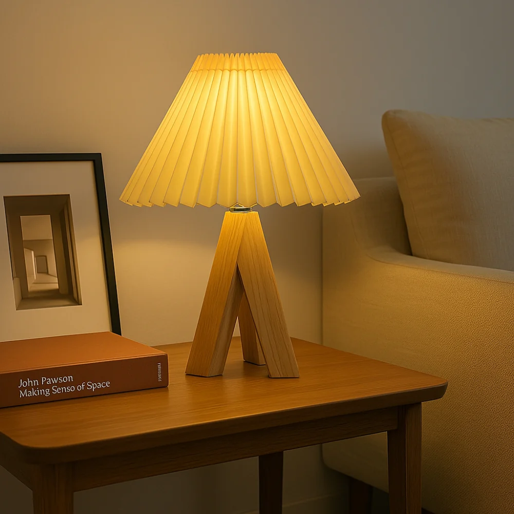 Wooden Tripod USB Table Lamp - Image 5