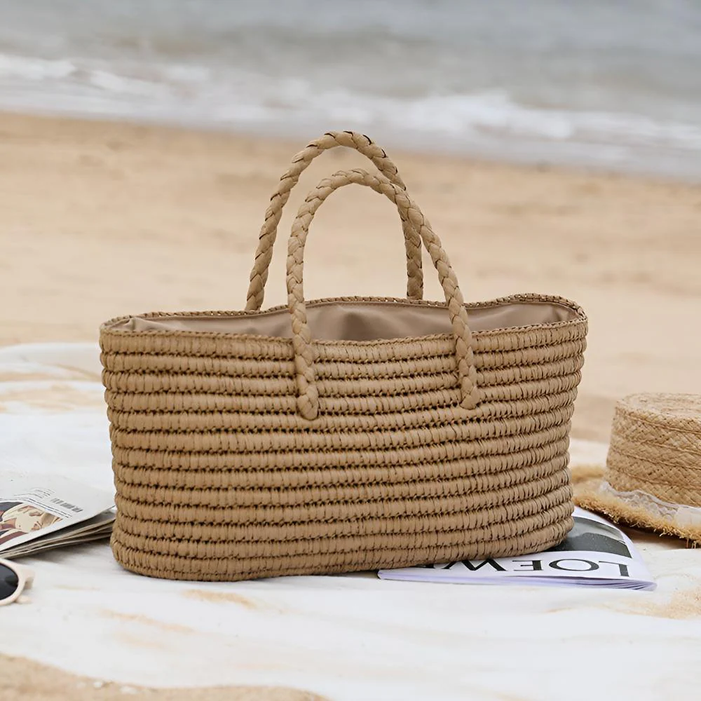 Woven Straw Tote Bag - Image 5