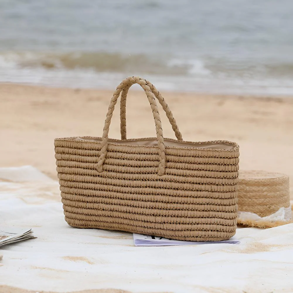Woven Straw Tote Bag - Image 6
