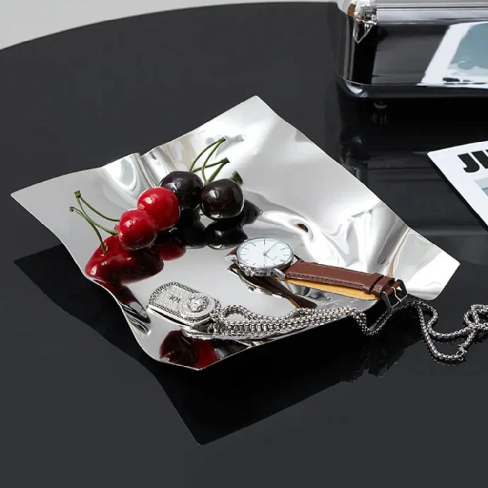 Wrinkled Stainless Steel Obsidian Tray - Image 2