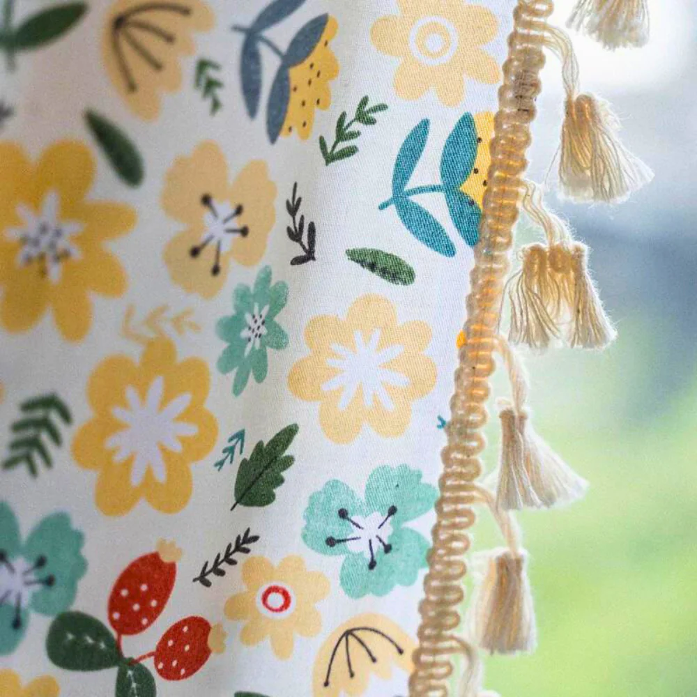 Yellow Flower Tassel Light Filtering Curtain - Image 3
