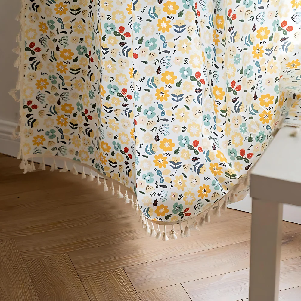 Yellow Flower Tassel Light Filtering Curtain - Image 4