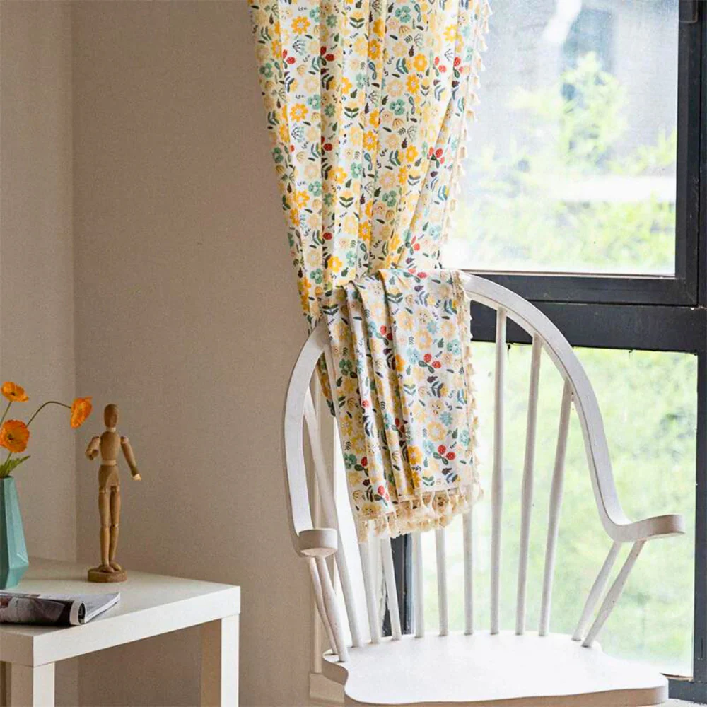 Yellow Flower Tassel Light Filtering Curtain - Image 6