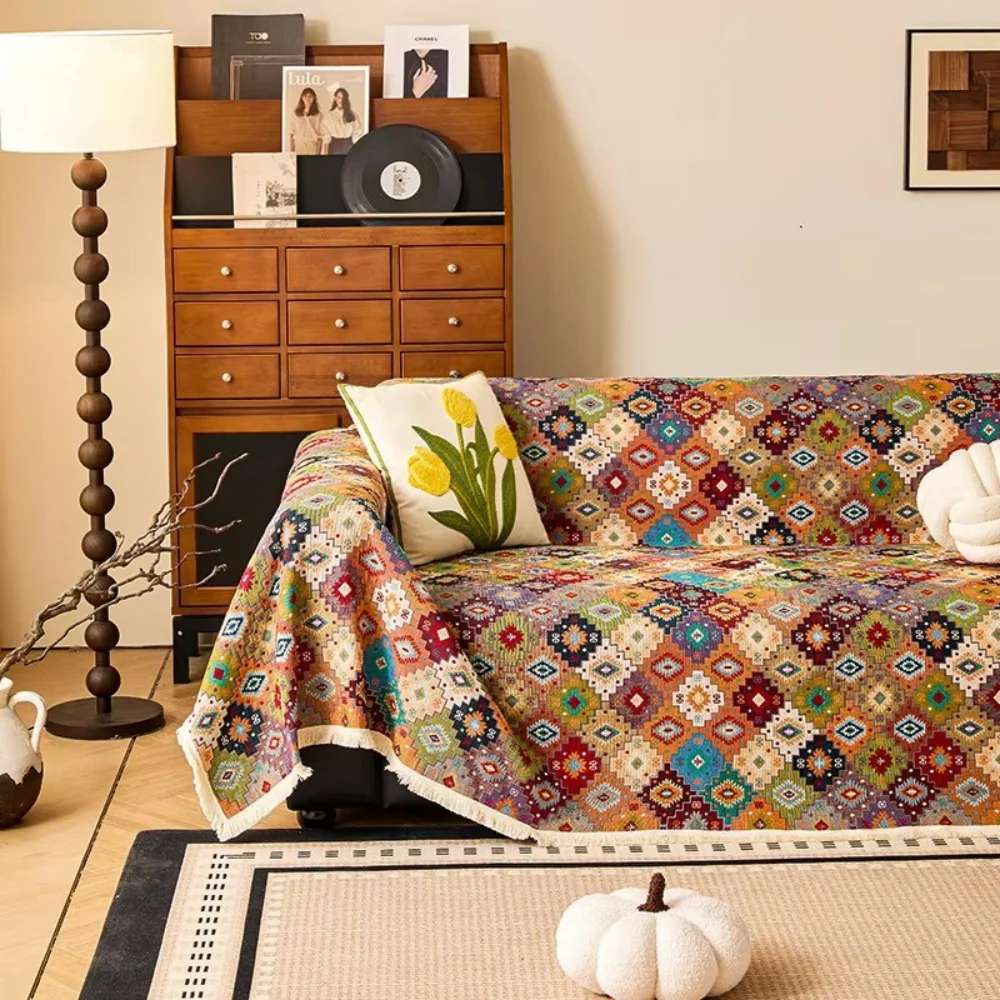 Zahara Geometric Tribal Kilim Sofa Cover - Image 2