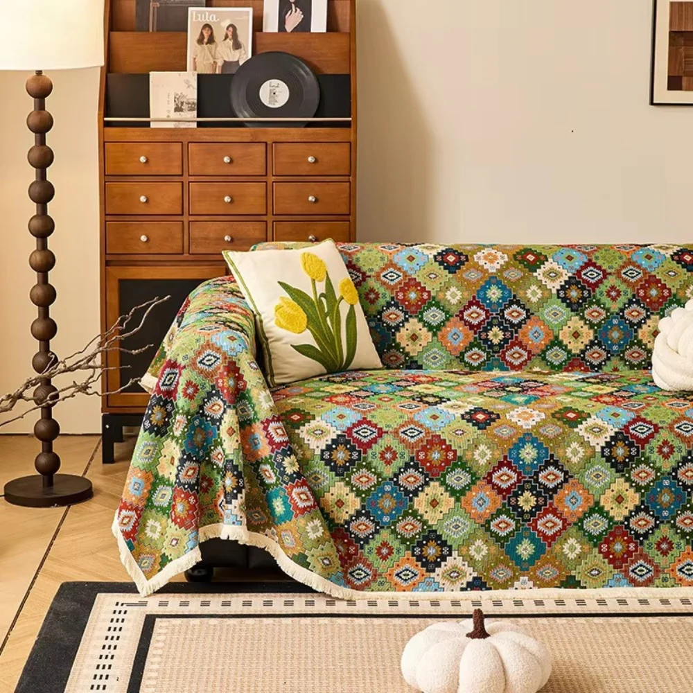 Zahara Geometric Tribal Kilim Sofa Cover - Image 3