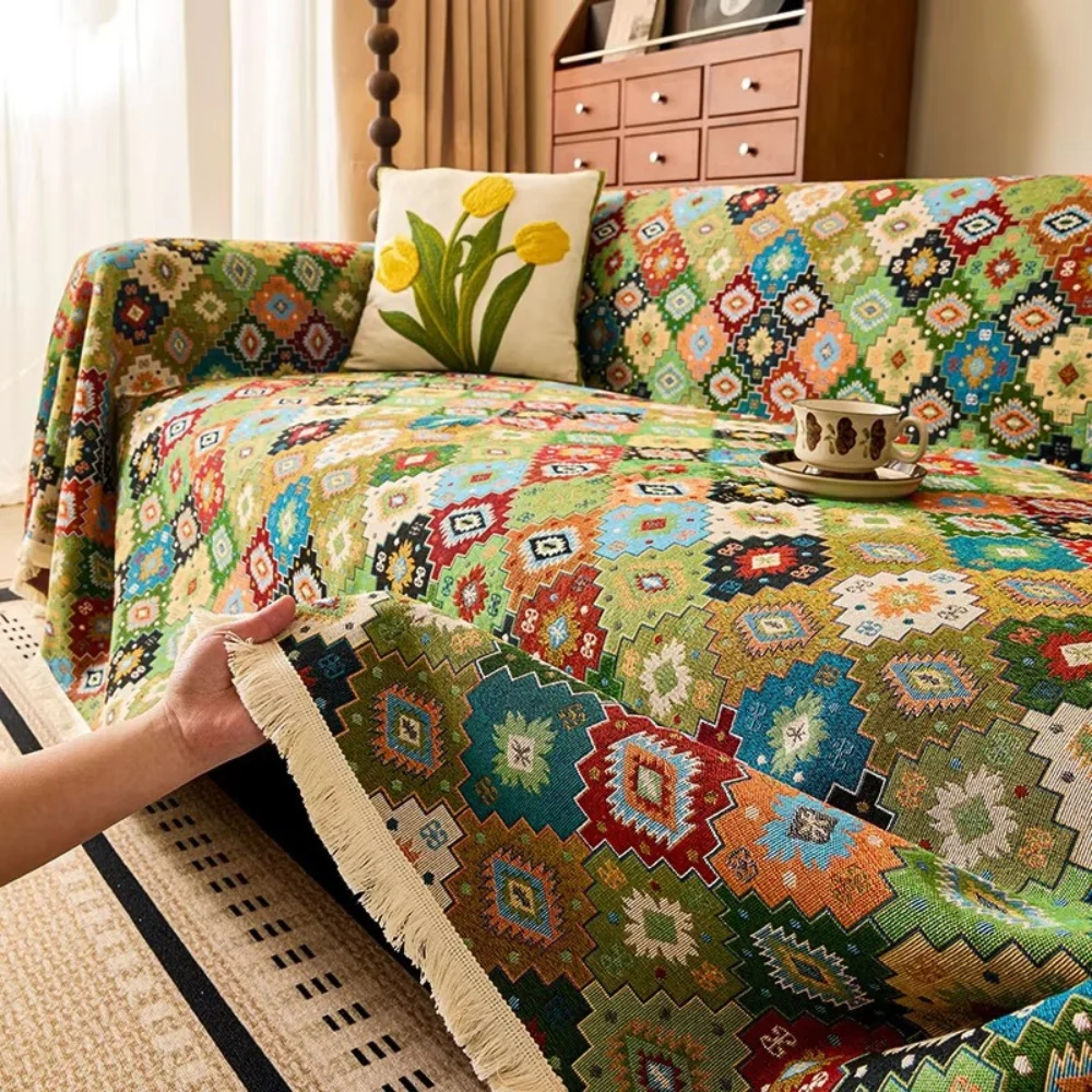 Zahara Geometric Tribal Kilim Sofa Cover - Image 5