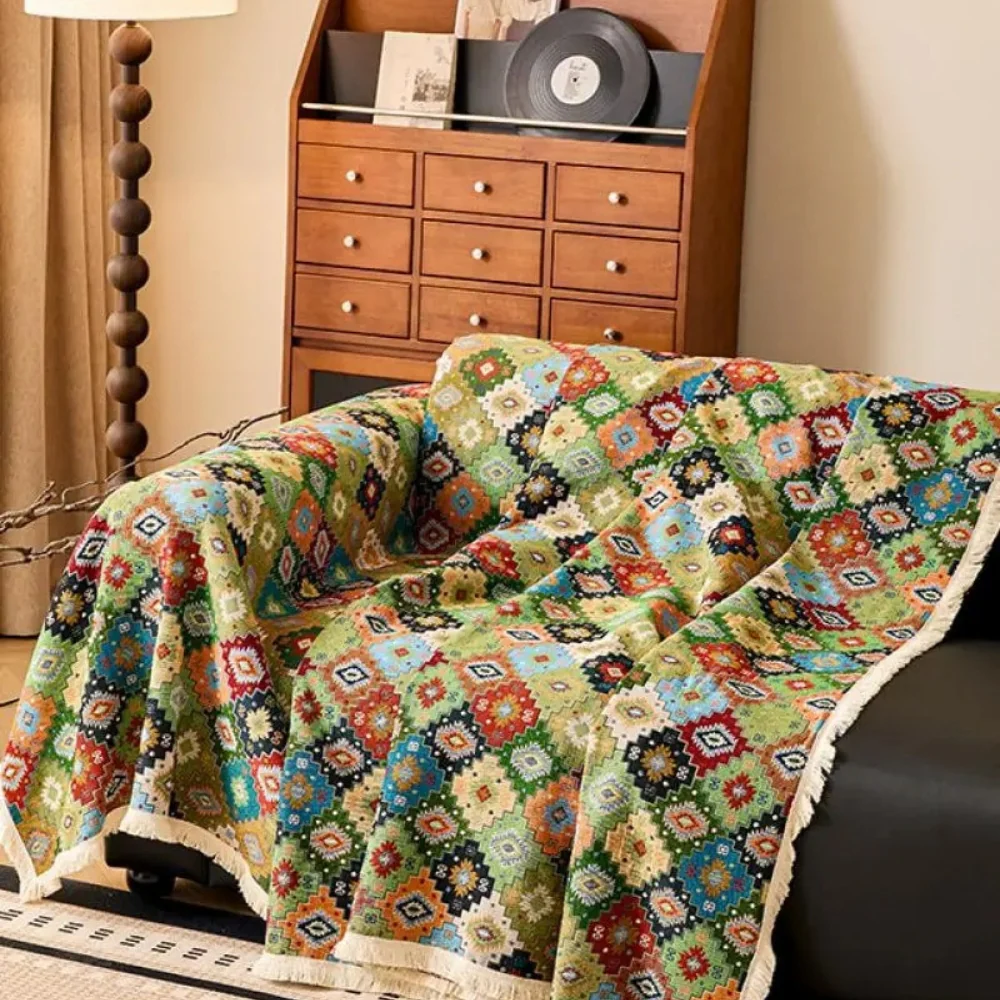 Zahara Geometric Tribal Kilim Sofa Cover - Image 6