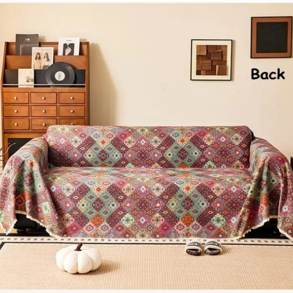 Zahara Geometric Tribal Kilim Sofa Cover - Image 8