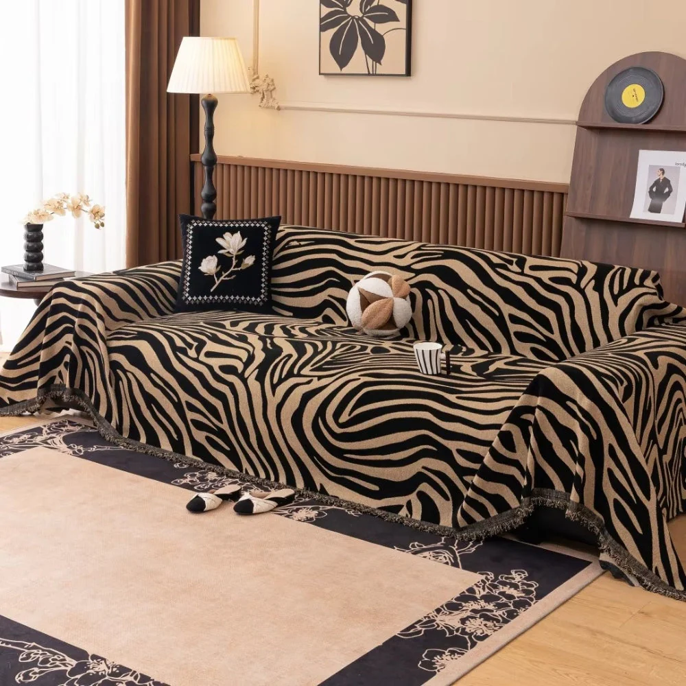 Zentara Chenille Zebra Geometric Sofa Cover - Image 3