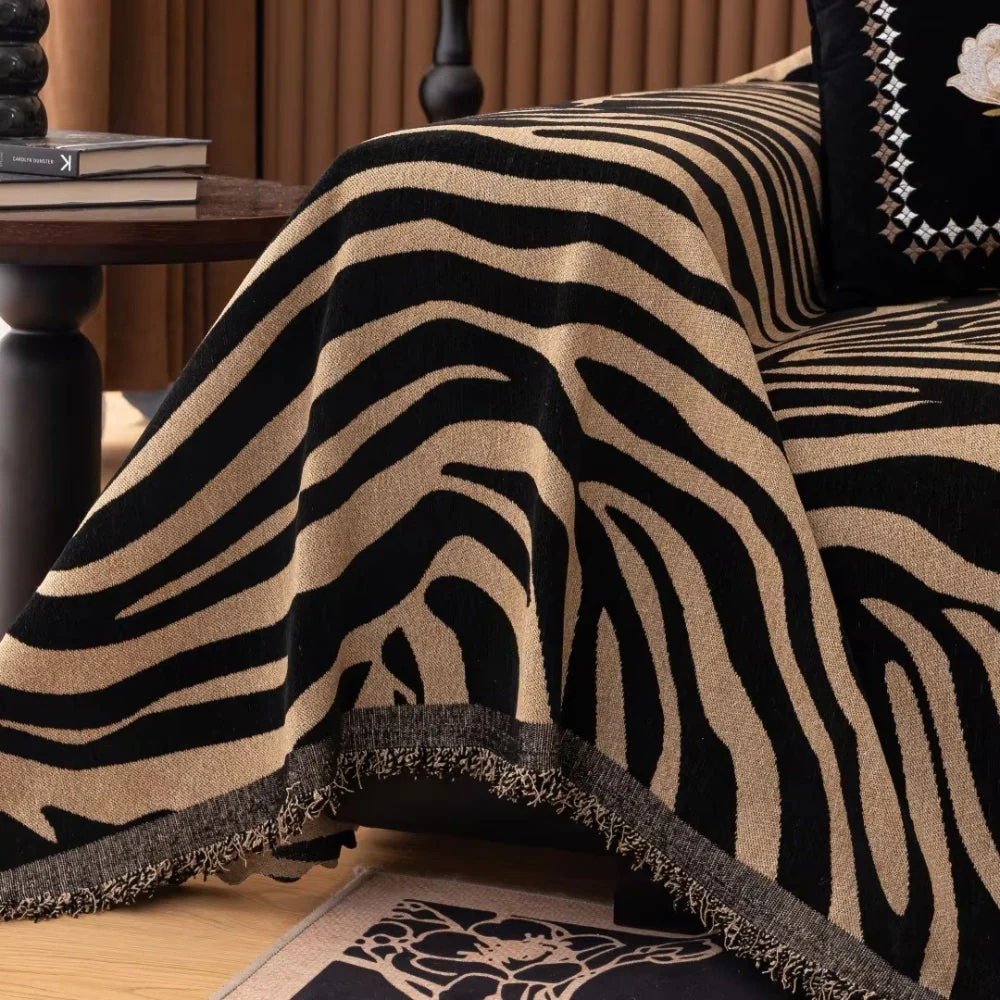 Zentara Chenille Zebra Geometric Sofa Cover - Image 9