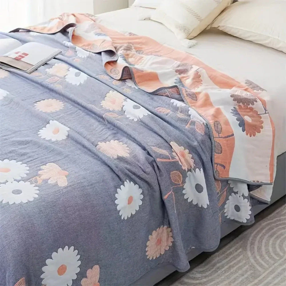 Zyphara Reversible Cotton Floral Blanket - Image 2