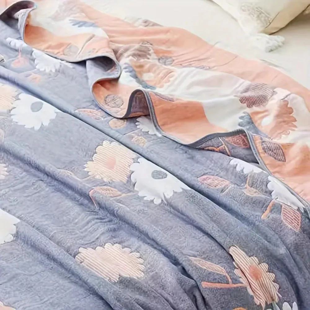 Zyphara Reversible Cotton Floral Blanket - Image 3