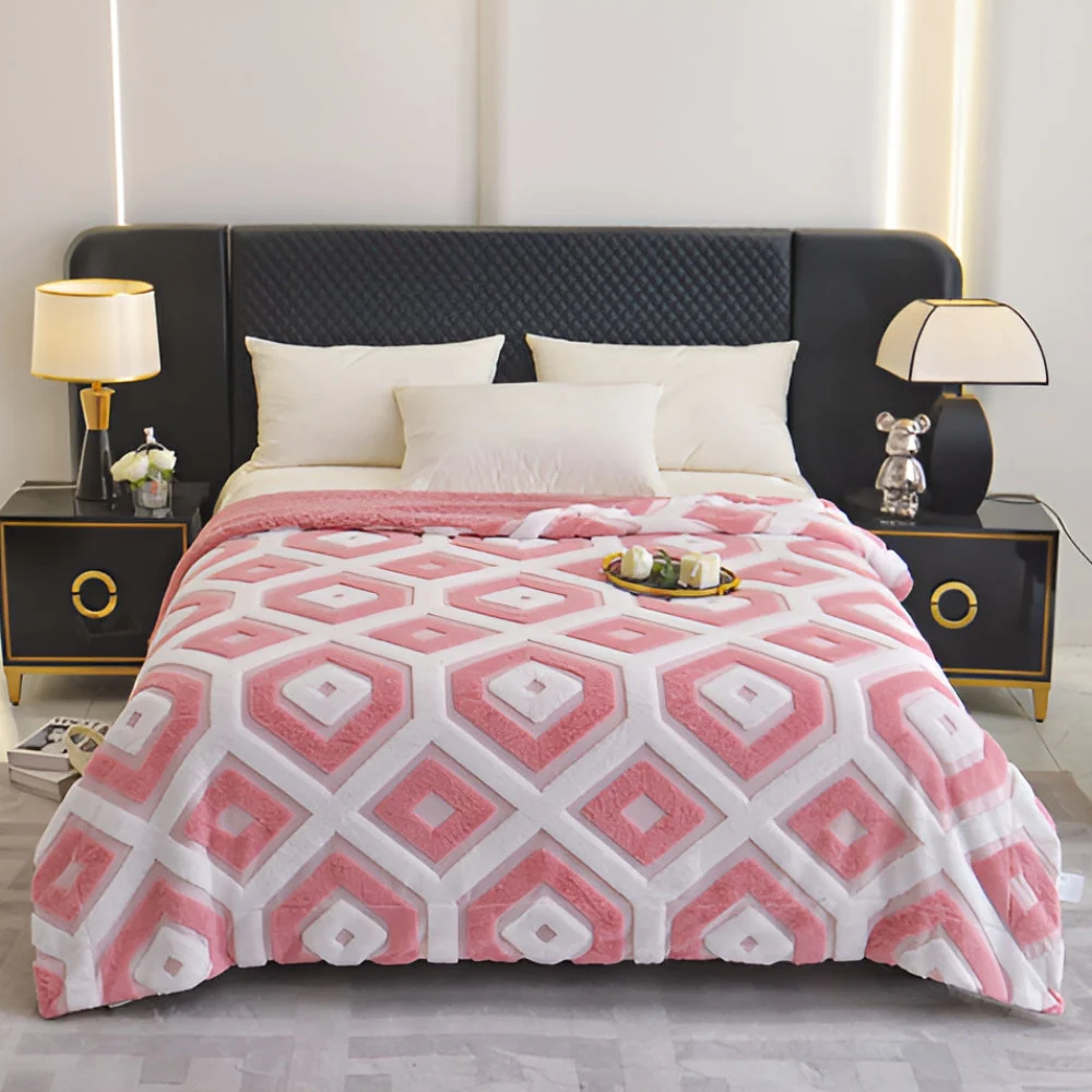 Zyra Double Layer Geometric Throw Blanket
