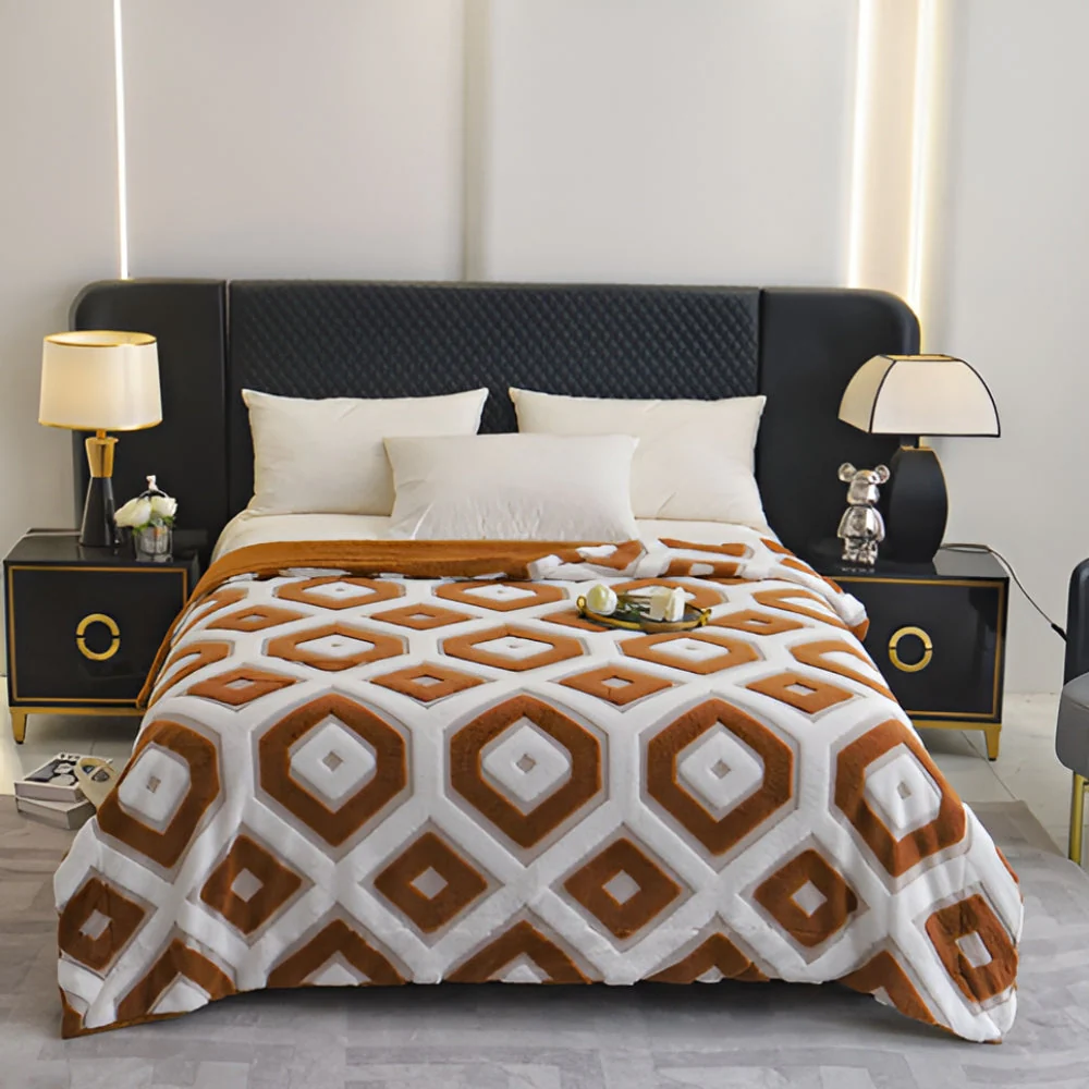 Zyra Double Layer Geometric Throw Blanket - Image 2