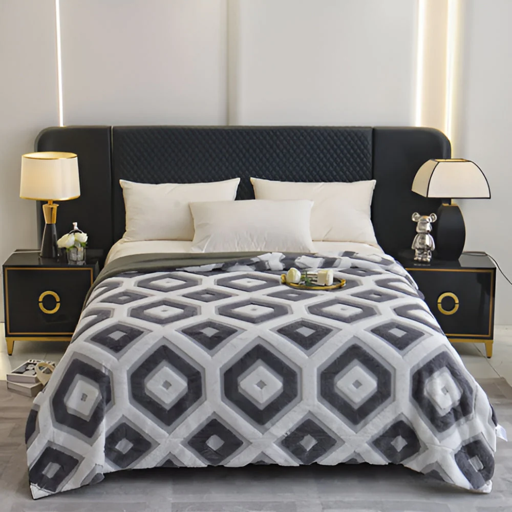 Zyra Double Layer Geometric Throw Blanket - Image 8
